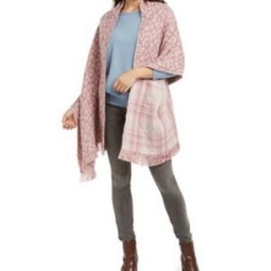 INC International‎ Concepts Reversible Leopard Plaid Print Wrap Shawl Scarf $45